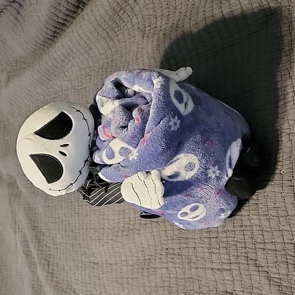 New without tags. Nightmare before christmas plush and blanket